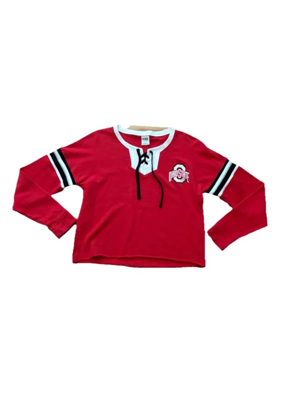 PINK Victoria's Secret Women’s Small Red Ohio State Buckeyes Cropped Sweatshirt - Picture 2 of 11